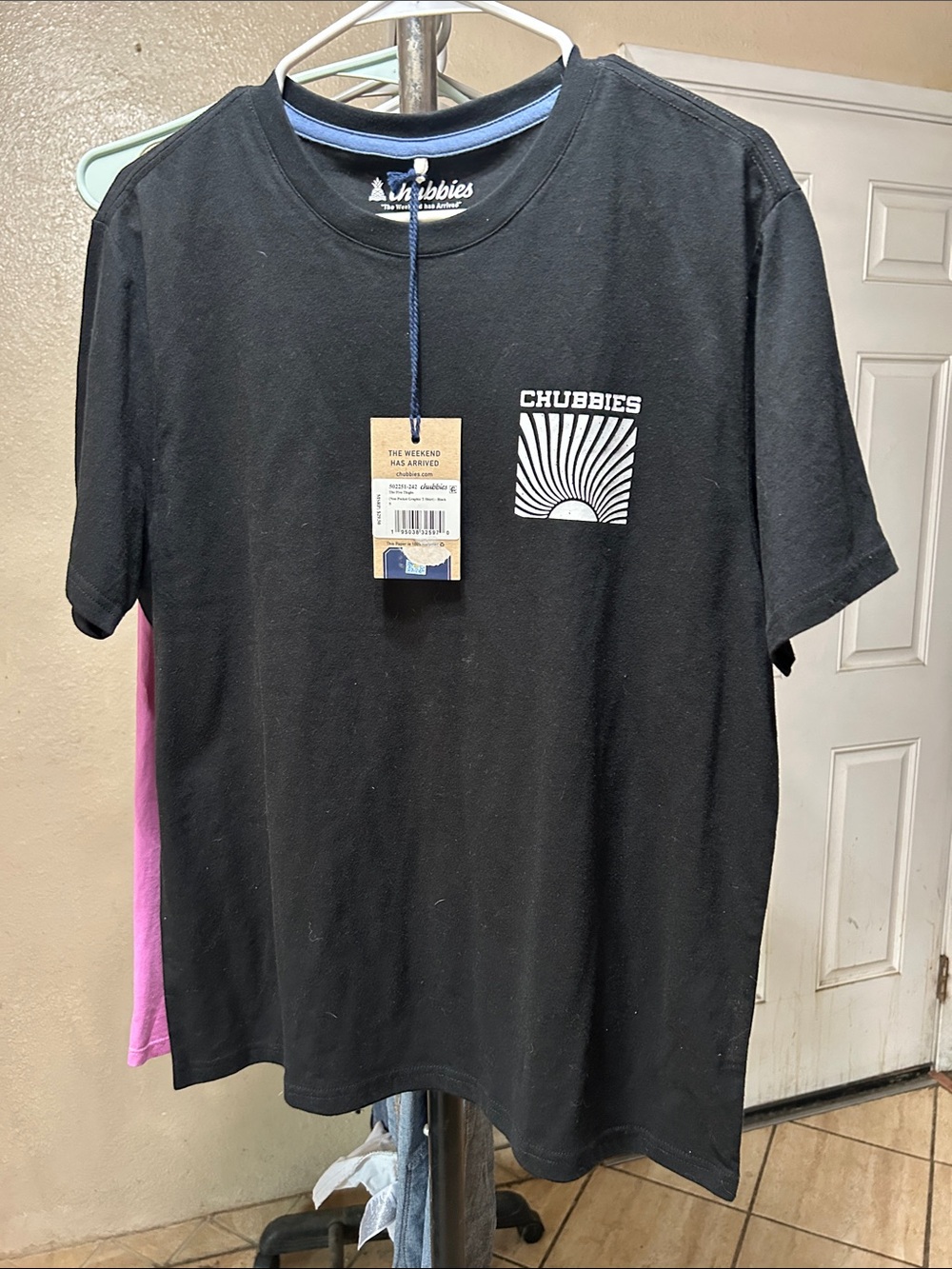 chubbies Black Short-Sleeve Tee with White Sunburst Logo